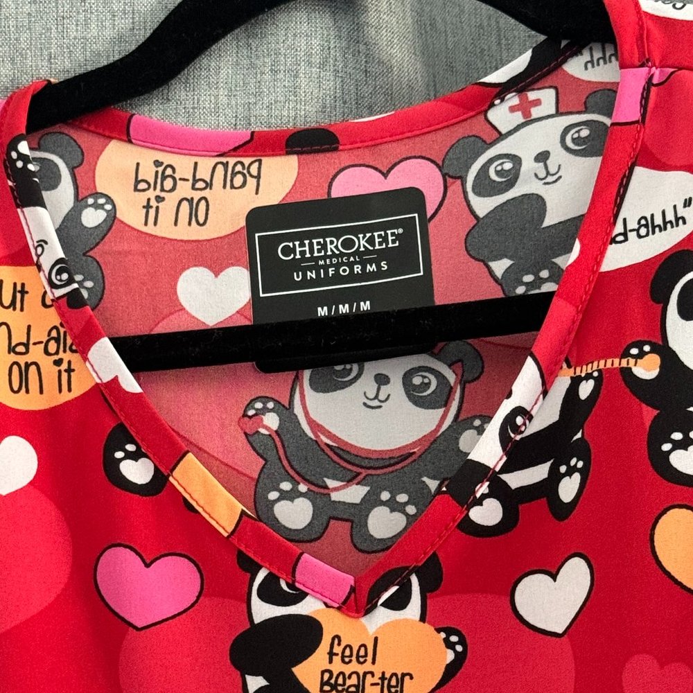 Women's panda scrub top
